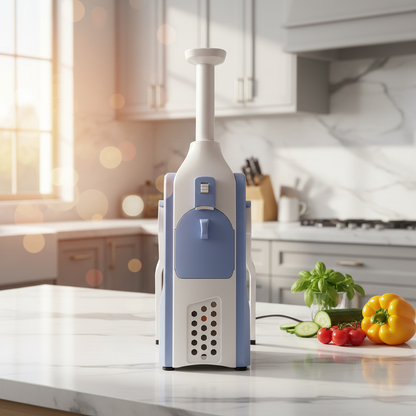 Groentesnijder in mooie keuken