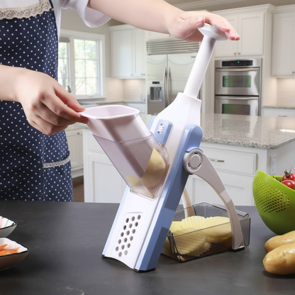 Realistische foto aardappelen snijden in Amerikaanse keuken